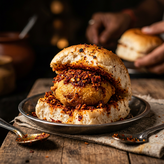 Dry Garlic Vada Pav